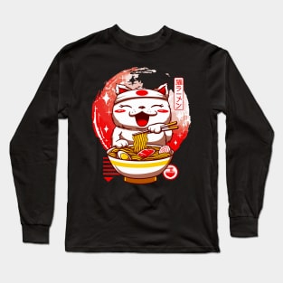 Cat Kami Sama Ramen Japan Long Sleeve T-Shirt